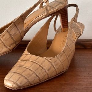 Vintage Lauren Ralph Lauren faux croc slingback pumps